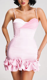 RUFFLED CORSET MINI DRESS IN PINK DRESS STYLE OF CB