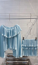 TIERED OFF-SHOULDER TWO PIECE SET IN BLUE DRESS STYLE OF CB