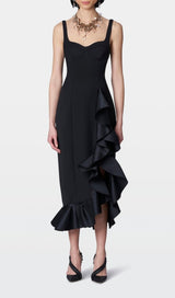BANDAGE RUCHED MIDI DRESS IN BLACK Dresses styleofcb