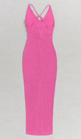 ROSE EMBELLISHED RUFFLED MIDI DRESS IN PINK styleofcb