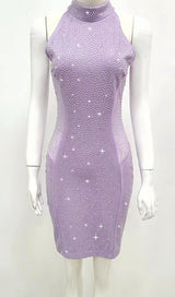 HALTER BODYCON MINI DRESS IN PURPLE Dresses styleofcb