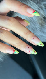 CHERRY FRENCH GREEN EDGE PRESS ON NAILS Press On Nails Oh CICI