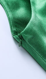 MONTEGO GREEN SATIN SIDE SLIT DRESS Dresses styleofcb