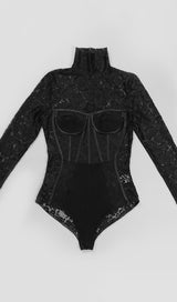 LACE LONG SLEEVE MINI DRESS IN BLACK Dresses styleofcb