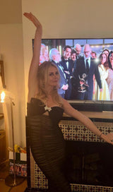 BOW MESH STRAPPY MIDI DRESS IN BLACK styleofcb