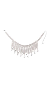 SILVER CHOKER DIAMANTE TASSEL NECKLACE JEWELLERY styleofcb