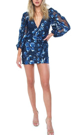VICTORIA EMBROIDERED MINI DRESS IN BLUE styleofcb