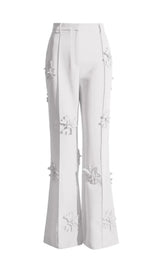 STEREO FLOWER MID-RISE JEANS IN WHITE styleofcb