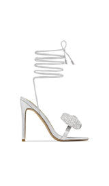 SILVER CROSS-LACE RHINESTONE BOW HEELS Shoes styleofcb