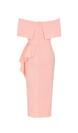 OFF SHOULDER KNIT FITTED DRESS IN PINK styleofcb