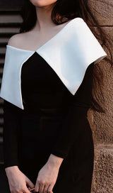 COTTON OFF-SHOULDER JUMPSUIT IN BLACK DRESS STYLE OF CB