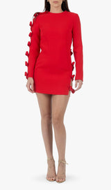 SIDE LACE UP BOW MINI DRESS IN RED DRESS STYLE OF CB