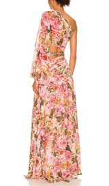FLORAL PRINT ONE SHOULDER MAXI DRESS styleofcb