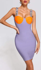 Purple Orange Bandage Mini Dress Dresses styleofcb