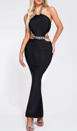 CHAIN CUTOUT MAXI DRESS IN BLACK styleofcb