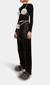 RHINESTONE EMBELLISHED SILK BRA TOP IN SILVER TOPS & SKIRTS styleofcb