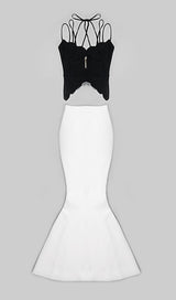 SKINNY SUSPEN DER MERMAID DRESS IN BLACK AND WHITE styleofcb