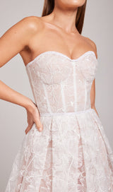 LACE BANDEAU MIDI DRESS IN WHITE styleofcb