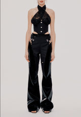 LACE STITCHING HATERNECK TUBE TOP IN BLACK TOPS & SKIRTS styleofcb