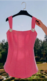 BOW-EMBELLISHED RHINESTONE MINI DRESS IN PINK DRESS STYLE OF CB