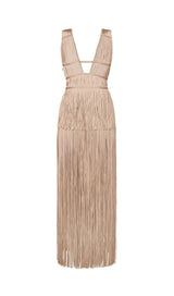 TASSEL BACKLESS JUMPSUIT IN KHAKI styleofcb