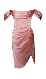 WILEY BLUSH PINK SATIN OFF SHOULDER CORSET DRESS Dresses styleofcb