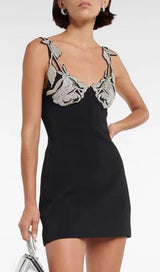 Crystallised Bandage Mini Dress In Black Dresses styleofcb