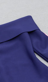 BANDAGE ONE NECK TIE LONG SLEEVE MINI DRESS IN PURPLE BLUE styleofcb