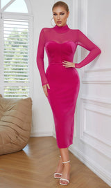 LONG SLEEVED SHEATH DRESS IN ROSE RED DRESSES styleofcb