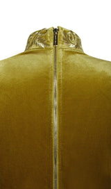 Gracyn Gold Cutout Long Sleeve Draping Velvet Dress Dresses styleofcb