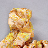 JACQUARD OFF SHOULDER MIDI DRESS IN YELLOW styleofcb