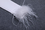 FEATHER CORSET MINI DRESS IN WHITE styleofcb