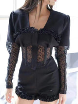 MESH CORSET TWO PIECES SUIT IN BLACK styleofcb