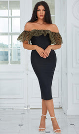 OFF THE SHOULDER MIDI DRESS IN BLACK DRESSES styleofcb
