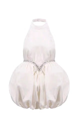 VELVET HALTERNECK MINI DRESS IN WHITE Dressers styleofcb