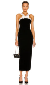 SLEEVELESS EVENING MIDI DRESS IN BLACK & WHITE Dresses styleofcb
