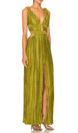 CUTOUT PLUNGE MIDI DRESS IN LIME GREEN DRESS STYLE OF CB