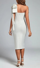 ONE SHOULDER BODYCON MIDI DRESS IN WHITE styleofcb
