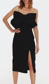 BOW SUSPENDER DRESS IN BLACK styleofcb