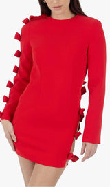 SIDE LACE UP BOW MINI DRESS IN RED DRESS STYLE OF CB