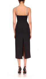 CHAIN HALTER HIGH WAIST SLIM HIP MIDI DRESS IN BLACK styleofcb