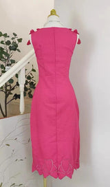 PINK JACQUARD EMBROIDERY MIDI DRESS styleofcb