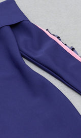 BANDAGE ONE NECK TIE LONG SLEEVE MINI DRESS IN PURPLE BLUE styleofcb