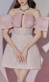 PINK BOWKNOT STRAPLESS MINI DRESS styleofcb