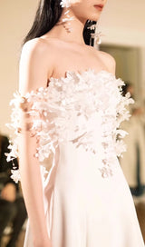 FLORAL 3D APPLIQUÉS SATIN MAXI DRESS Dresses styleofcb