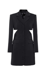 BOW-EMBELLISHED CUTOUT JACKET DRESS IN BLACK DRESS STYLE OF CB