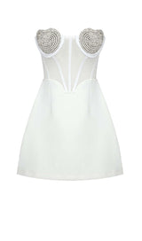 STRAPLESS HEART BUSTIER MINI DRESS IN WHITE DRESS styleofcb
