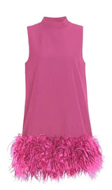 FEATHER MINI DRESS IN WHITE Dresses styleofcb XS PINK