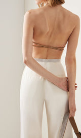 RHINESTONE EMBELLISHED SILK BRA TOP IN GOLD TOPS & SKIRTS styleofcb