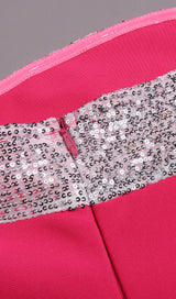 ONE-LINE SHOULDER WITH LARGE BOW IRREGULAR DRESS IN PEACH PINK styleofcb